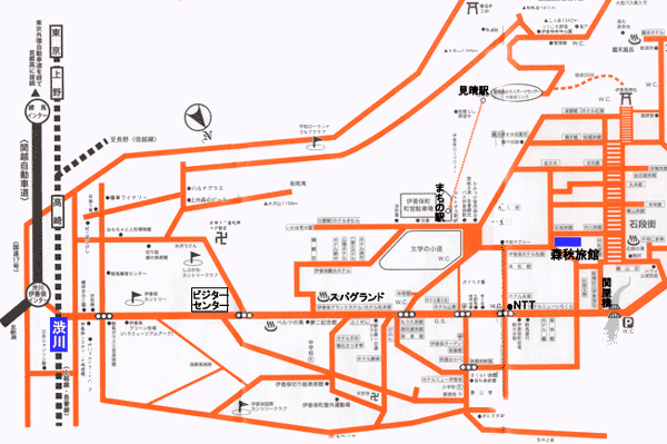 伊香保温泉　森秋旅館への概略アクセスマップ