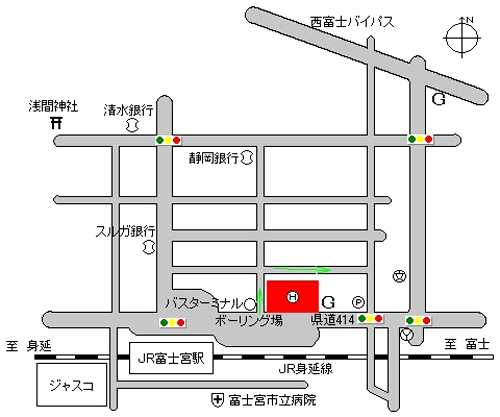 富士宮グリーンホテルへの概略アクセスマップ
