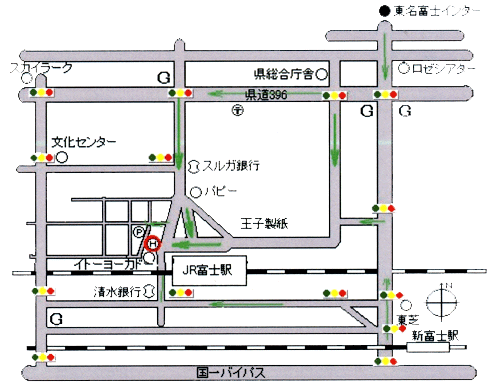 富士グリーンホテルへの概略アクセスマップ