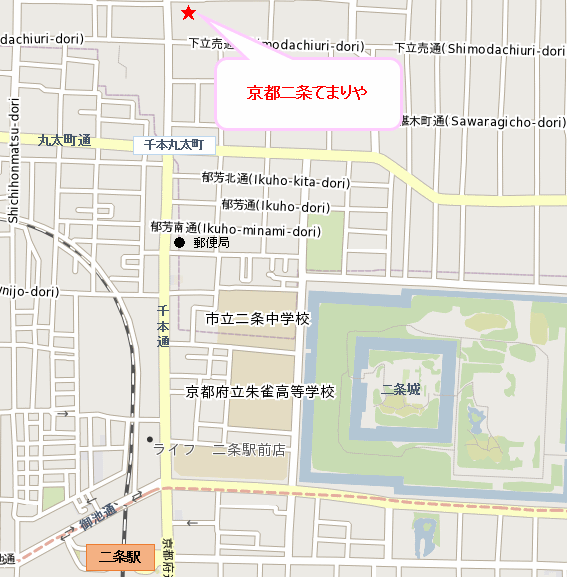 京都二条てまりやへの概略アクセスマップ