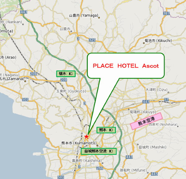 ＰＬＡＣＥ　ＨＯＴＥＬ　Ａｓｃｏｔ（プレイスホテルアスコット）への概略アクセスマップ