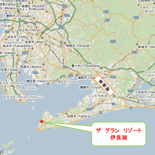 ザ　グラン　リゾート伊良湖への概略アクセスマップ