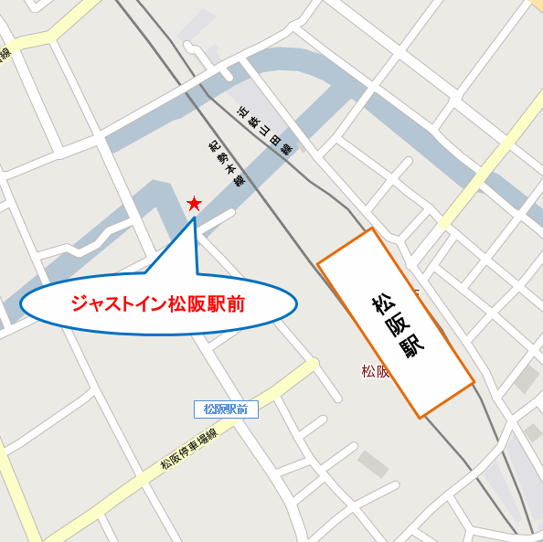 ジャストイン松阪駅前への概略アクセスマップ