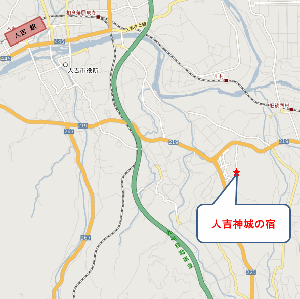 人吉神城の宿への概略アクセスマップ