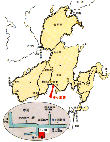 シーサイド桂ヶ浜荘への概略アクセスマップ