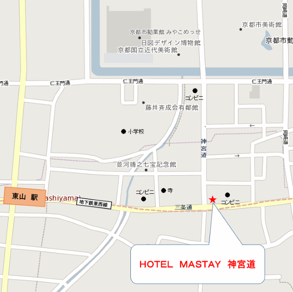ＨＯＴＥＬ　ＭＡＳＴＡＹ　神宮道への概略アクセスマップ