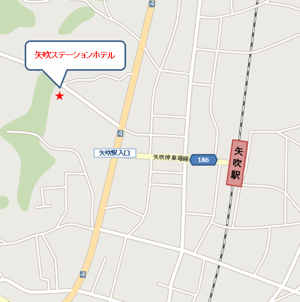 Ｔａｂｉｓｔ　矢吹ステーションホテルへの概略アクセスマップ