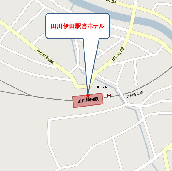 地図：田川伊田駅舎ホテル