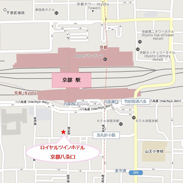地図：ロイヤルツインホテル京都八条口