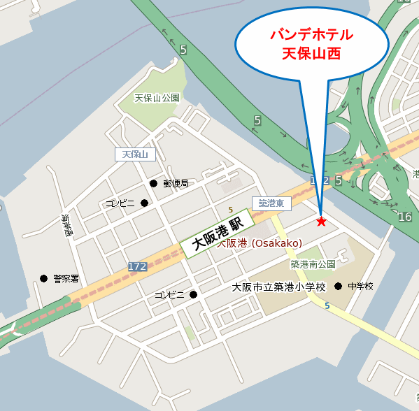 バンデホテル天保山西 地図
