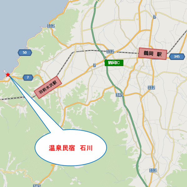 由良温泉 民宿 石川の地図画像