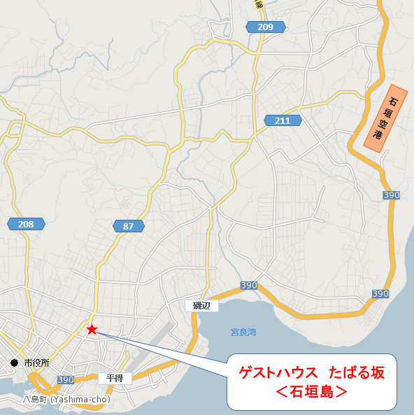 ゲストハウス　たばる坂＜石垣島＞ 地図