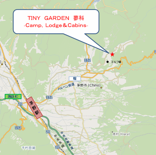 ＴＩＮＹ　ＧＡＲＤＥＮ　蓼科‐Ｃａｍｐ，Ｌｏｄｇｅ＆Ｃａｂｉｎｓ‐ 地図