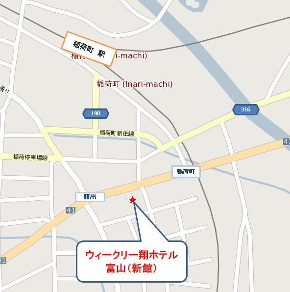 地図：ウィークリー翔ホテル富山