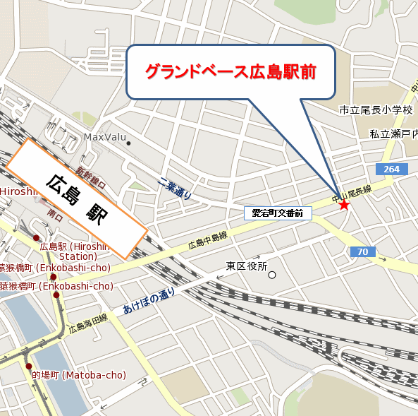 グランドベース広島駅前への概略アクセスマップ
