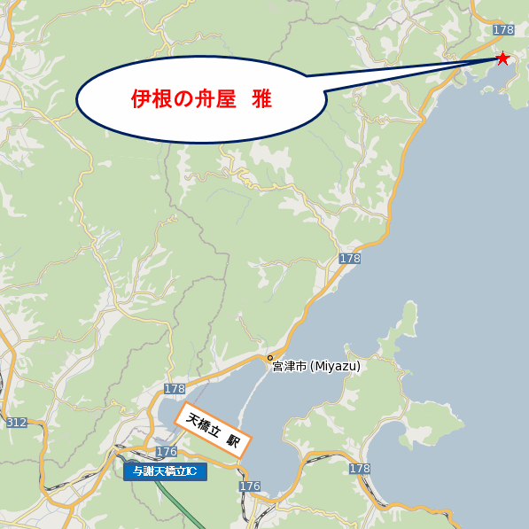 伊根の舟屋　雅への概略アクセスマップ