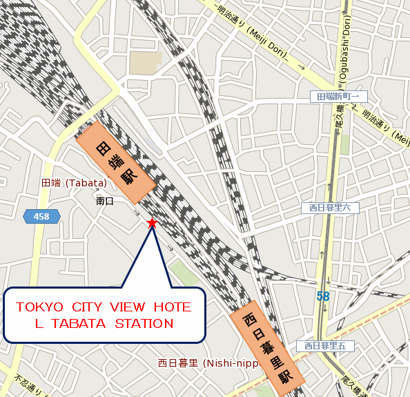 東京シティービューホテル（ＴＯＫＹＯ　ＣＩＴＹ　ＶＩＥＷ　ＨＯＴＥＬ　ＴＡＢＡＴＡ　ＳＴＡＴＩＯＮ）への概略アクセスマップ