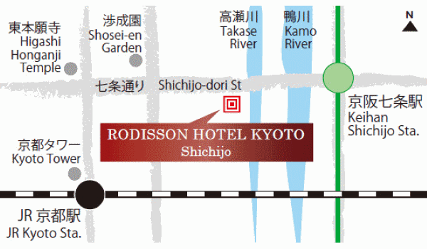 ロディソンホテル京都七条への概略アクセスマップ