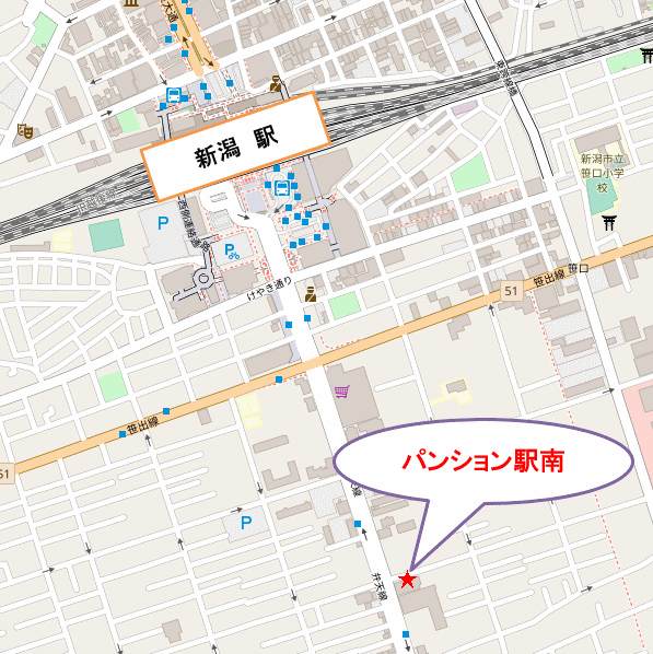 パンション駅南への概略アクセスマップ