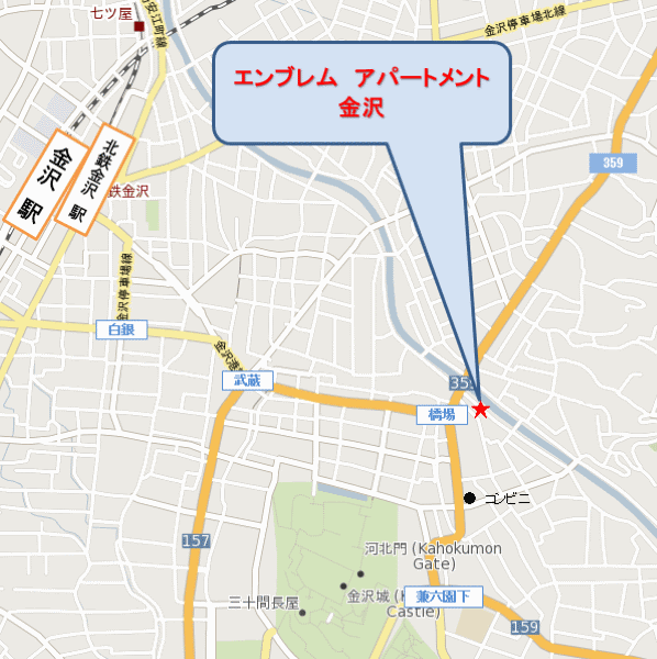 エンブレム　アパートメント　金沢 地図