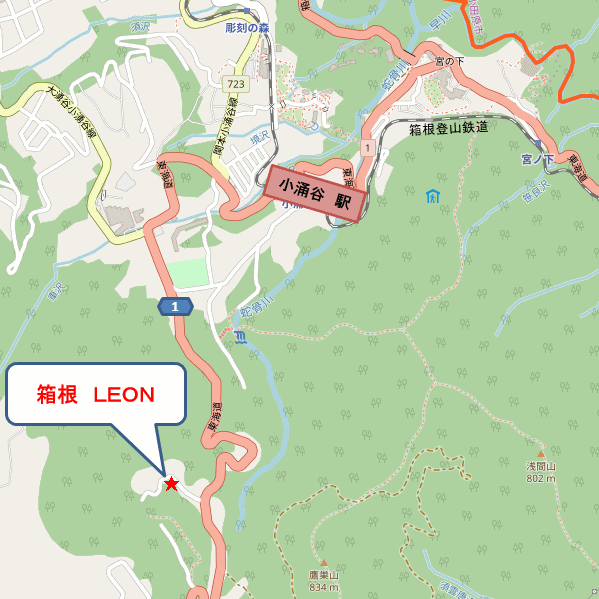 箱根　ＬＥＯＮへの概略アクセスマップ
