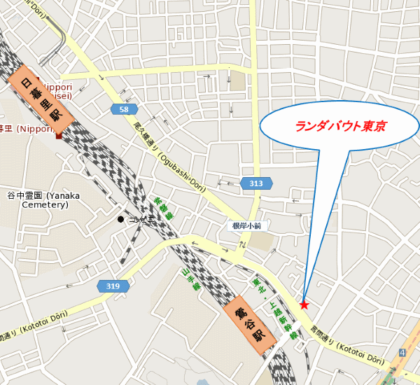 ランダバウト東京への概略アクセスマップ