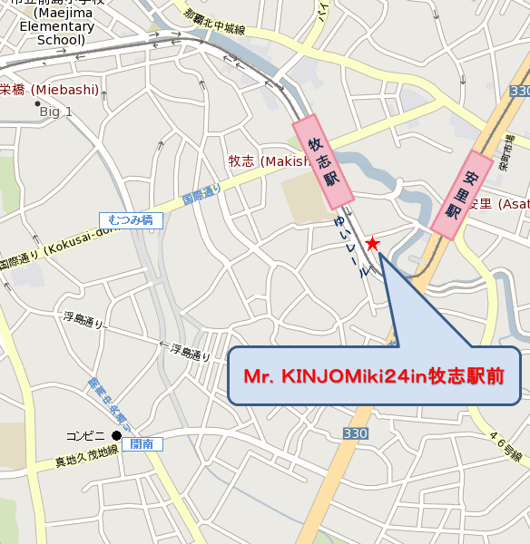 Ｍｒ．ＫＩＮＪＯＭｉｋｉ２４ｉｎ牧志駅前への概略アクセスマップ