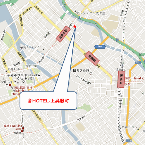 ＳＹＡ　ＨＯＴＥＬ－上呉服町への概略アクセスマップ