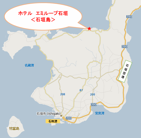 りっちリゾン石垣＜石垣島＞への概略アクセスマップ
