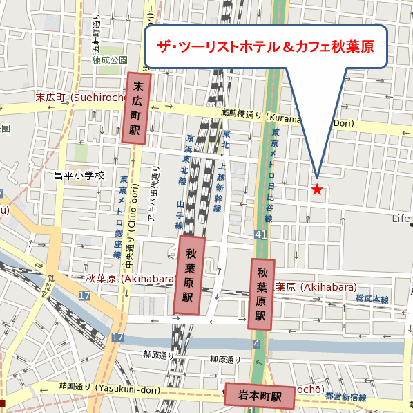 ザ・ツーリストホテル＆カフェ秋葉原 地図
