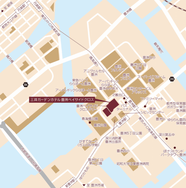三井ガーデンホテル豊洲プレミアへの概略アクセスマップ