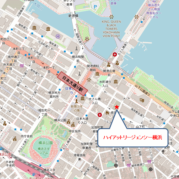 ハイアットリージェンシー横浜への概略アクセスマップ