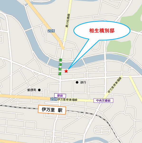 ホテル伊万里相生橋別邸への概略アクセスマップ