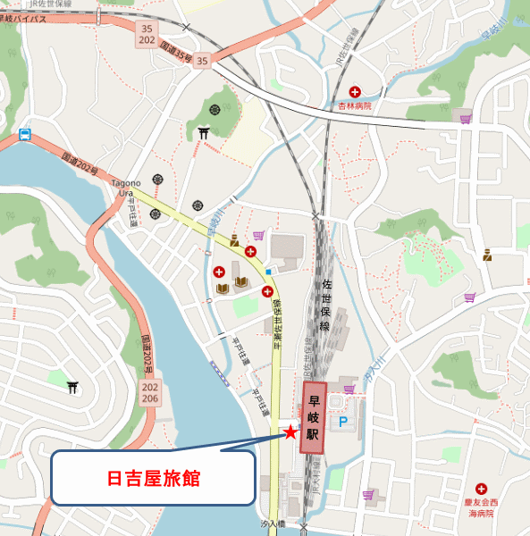 日吉屋旅館への概略アクセスマップ