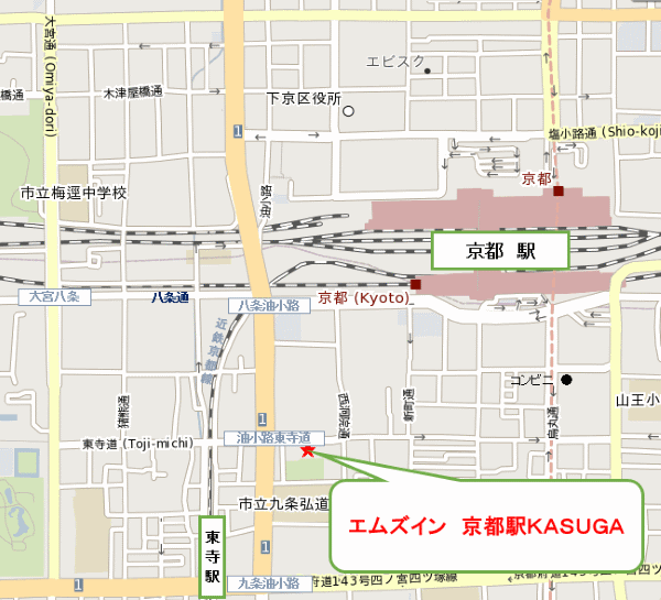 エムズホテル　京都駅ＫＡＳＵＧＡ 地図