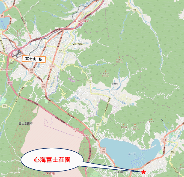心海富士荘園への概略アクセスマップ