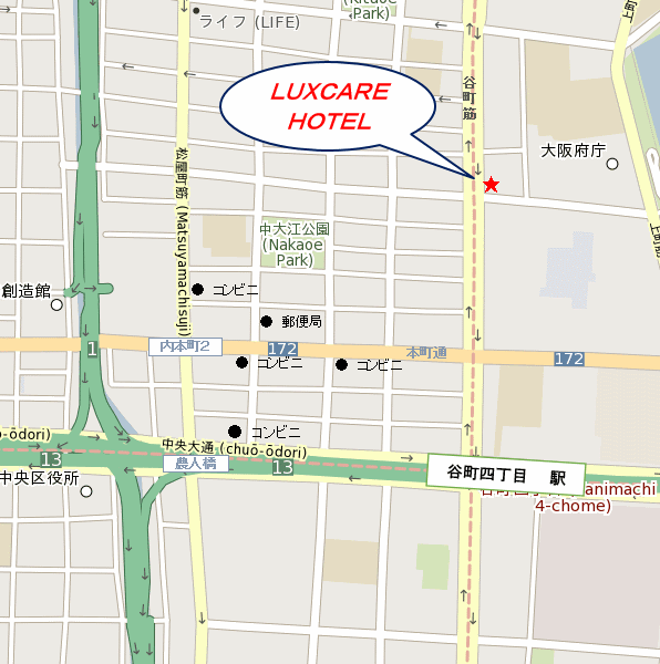 ＬＵＸＣＡＲＥ　ＨＯＴＥＬ（ラクスケアホテル）への概略アクセスマップ