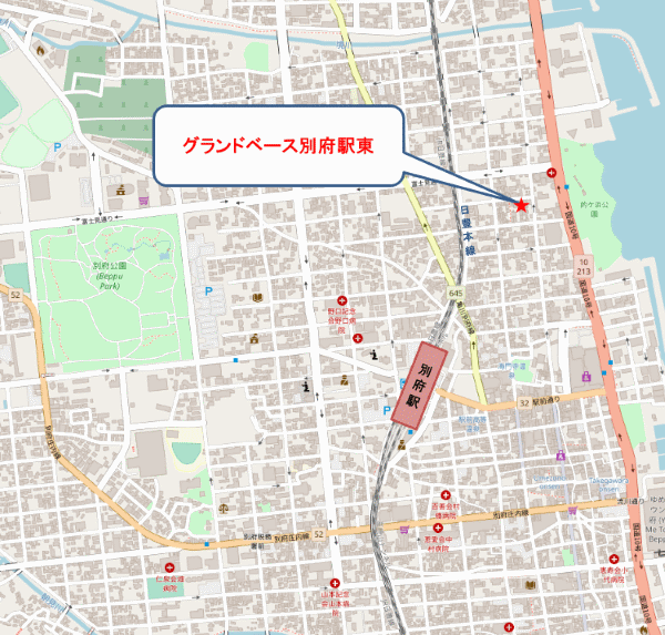 グランドベース別府駅東への概略アクセスマップ