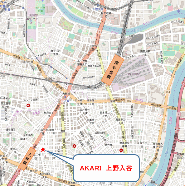 Ｍｉｎｎ上野入谷への概略アクセスマップ