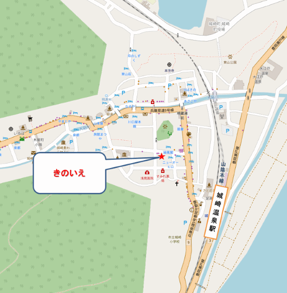 城崎温泉・一棟貸しの実家宿　きのいえへの概略アクセスマップ