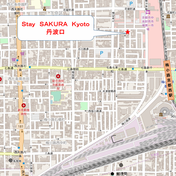 Ｓｔａｙ ＳＡＫＵＲＡ Ｋｙｏｔｏ 丹波口の地図画像