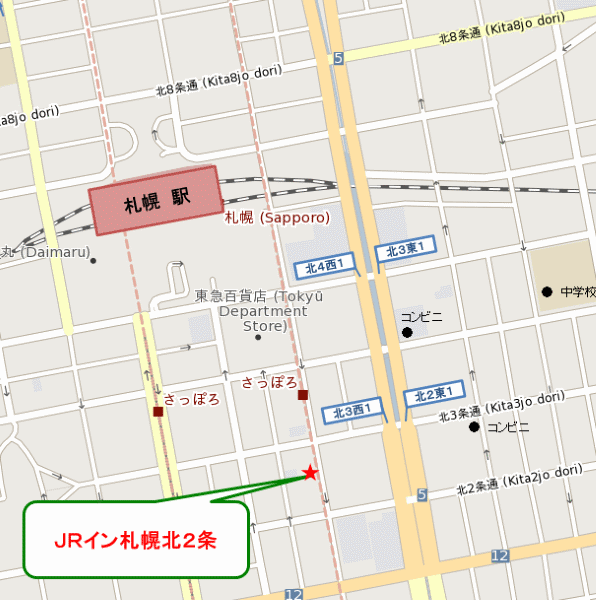 地図：ＪＲイン札幌北２条