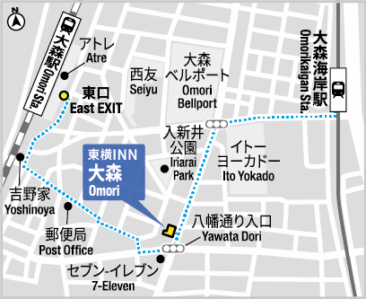 東横ＩＮＮ大森への概略アクセスマップ