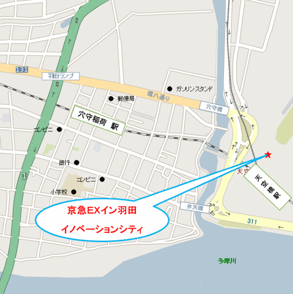 京急ＥＸイン　羽田イノベーションシティへの概略アクセスマップ