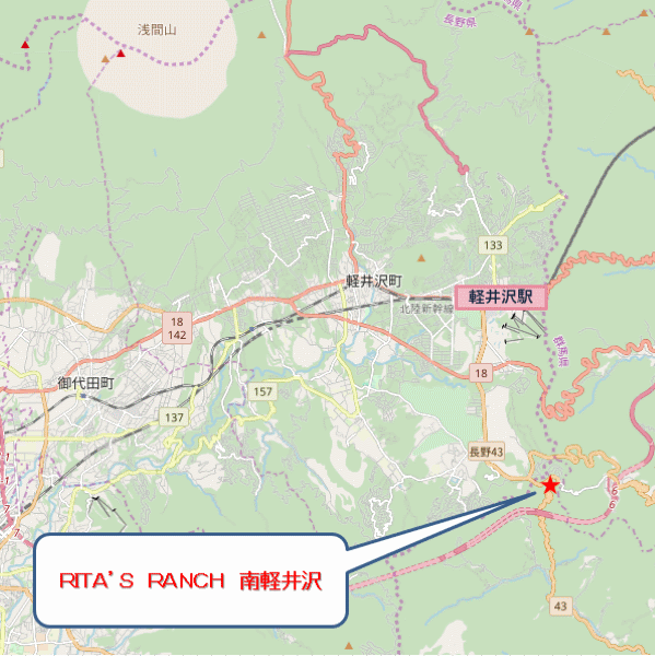 ＲＩＴＡ’Ｓ ＲＡＮＣＨ 南軽井沢の地図画像