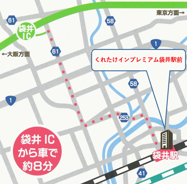 地図：くれたけインプレミアム袋井駅前