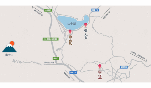 富士鵬欣会館への概略アクセスマップ