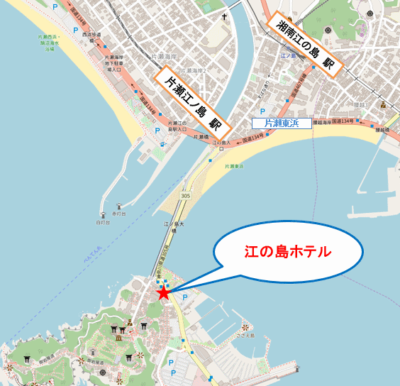 江の島ホテルへの概略アクセスマップ