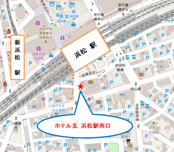浜松ターミナルホテル本館への概略アクセスマップ