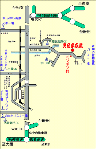民宿　奈良尾への概略アクセスマップ